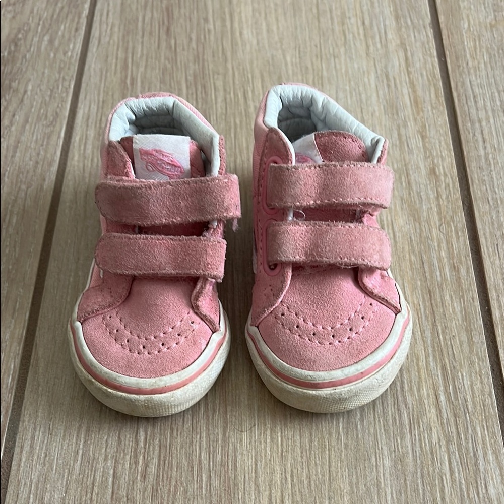 Vans Pink Sneakers with Velcro Straps and White Soles